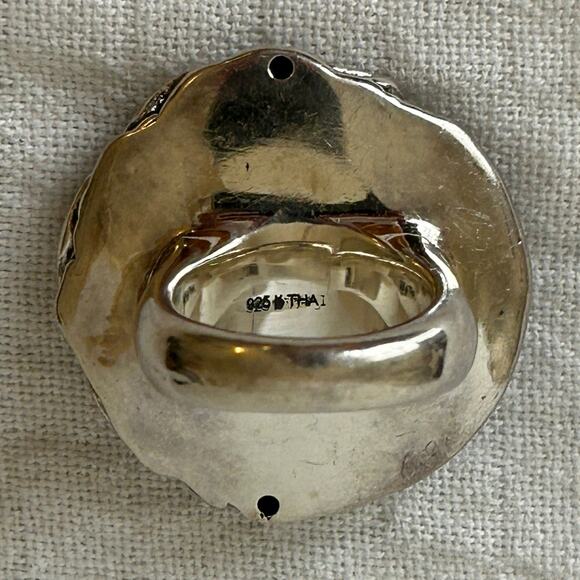 Artisan Sterling Silver Rose Dome Ring – Floral Overlay, Size 7, 1990s–2000s - Picture 3 of 7